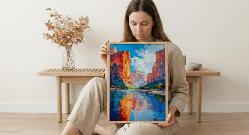 Zion National Park Wall Art, Desert Oasis Decor - Red Rock Landscape