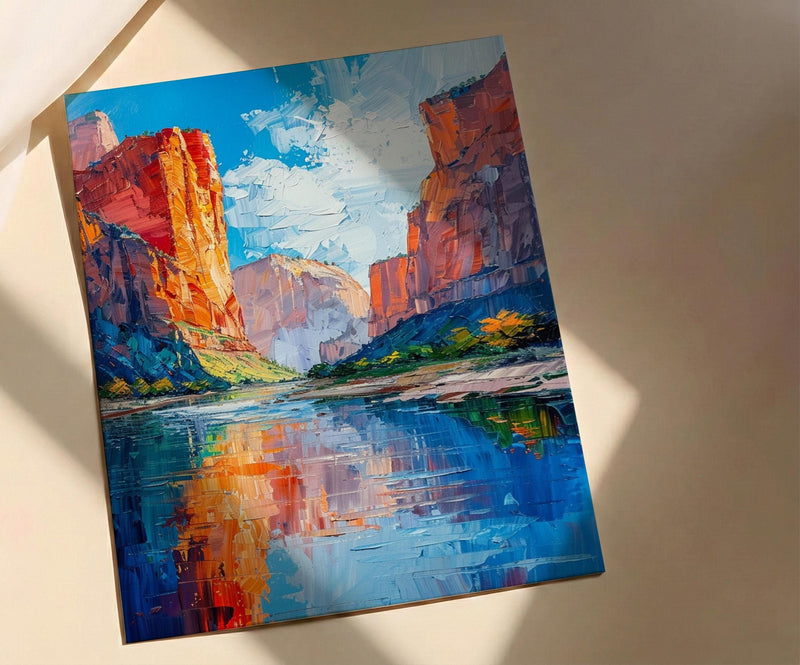 Zion National Park Wall Art, Desert Oasis Decor - Red Rock Landscape