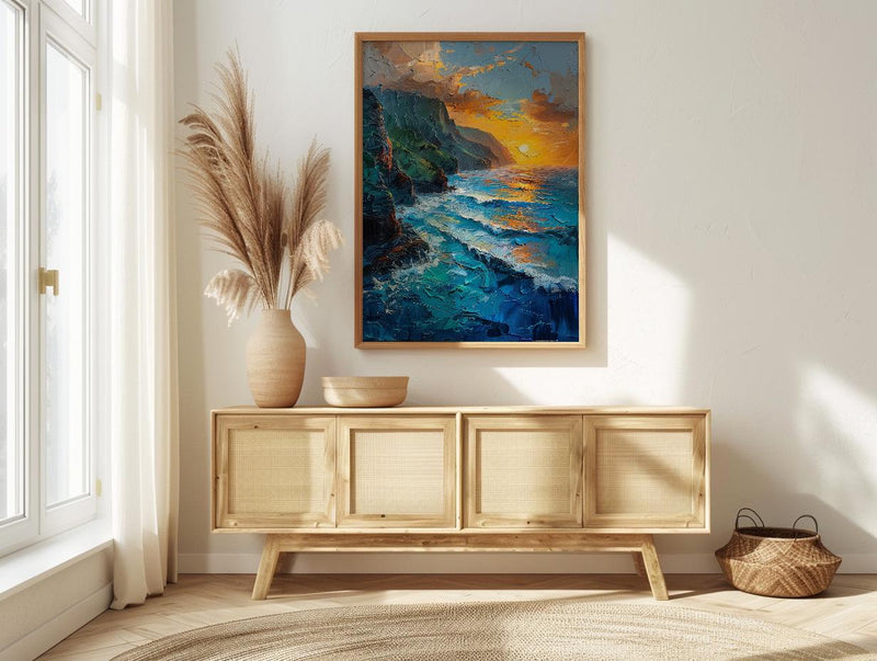 Na Pali Coast Poster, Hawaii Tropical Decor - Majestic Ocean Wall Art