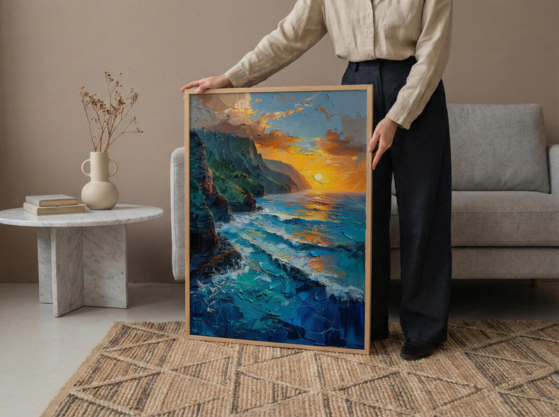 Na Pali Coast Poster, Hawaii Tropical Decor - Majestic Ocean Wall Art