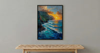 Na Pali Coast Poster, Hawaii Tropical Decor - Majestic Ocean Wall Art