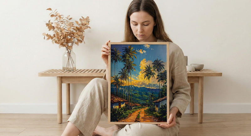 Eje Cafetero Art Print, Colombia Travel Decor - Tropical Coffee Landscape