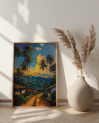 Eje Cafetero Art Print, Colombia Travel Decor - Tropical Coffee Landscape