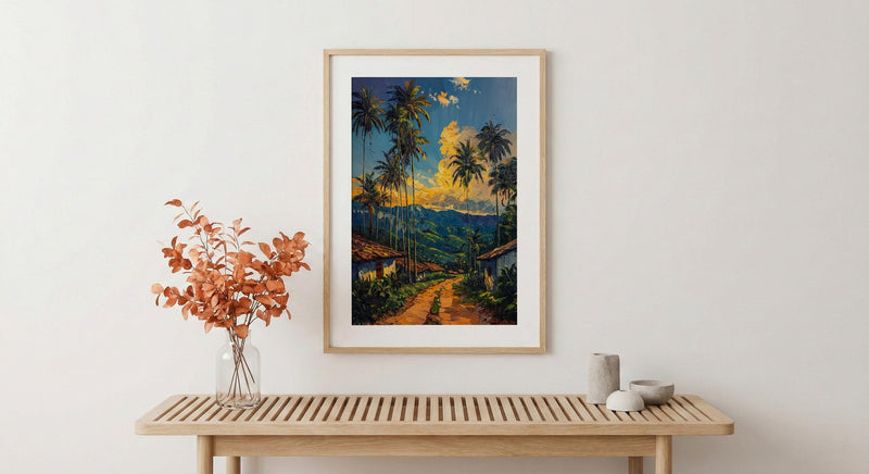 Eje Cafetero Art Print, Colombia Travel Decor - Tropical Coffee Landscape