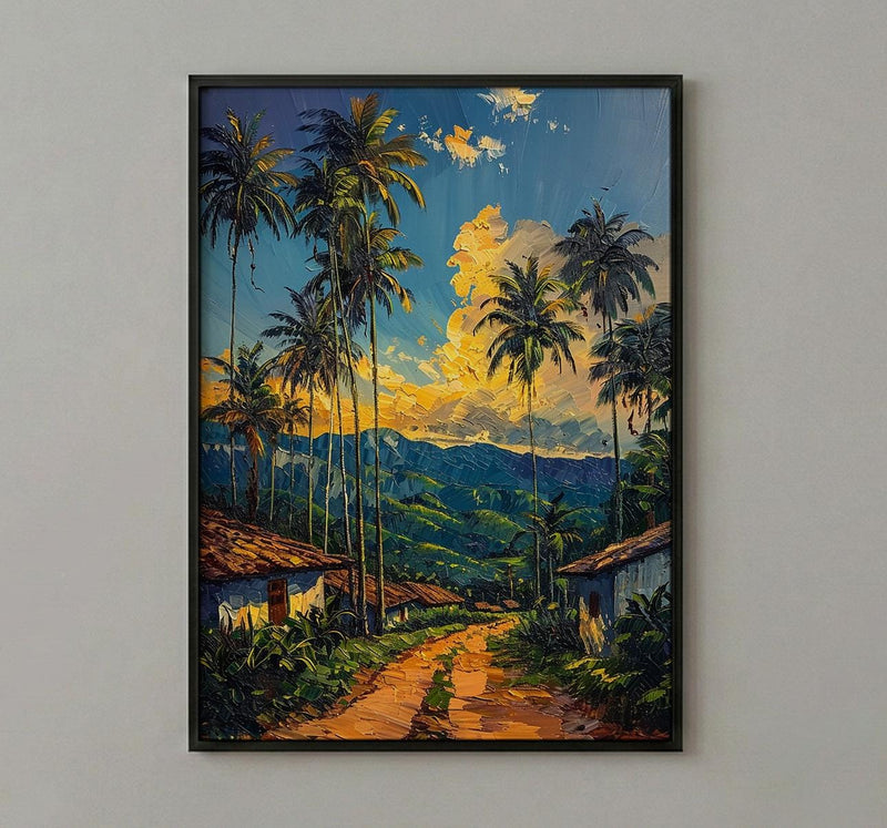 Eje Cafetero Art Print, Colombia Travel Decor - Tropical Coffee Landscape