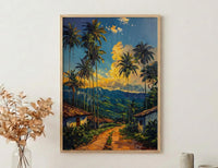 Eje Cafetero Art Print, Colombia Travel Decor - Tropical Coffee Landscape
