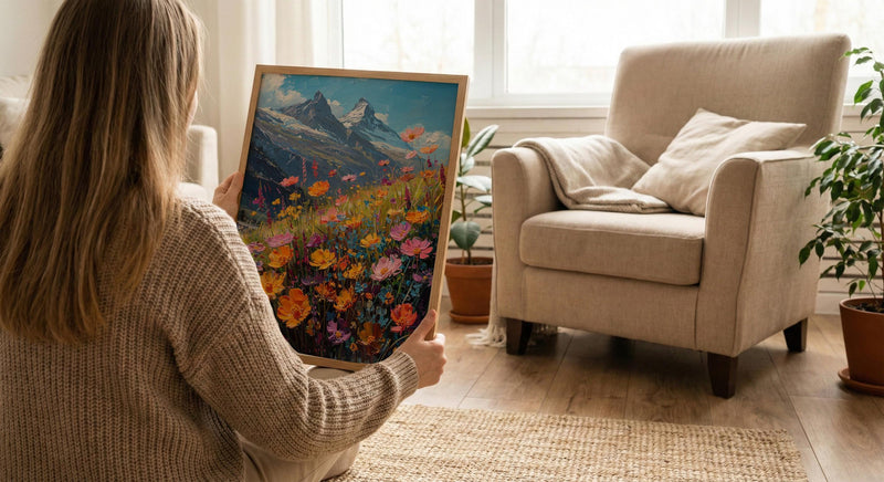 Swiss Alps Art Print, Matterhorn Mountain Decor - Spring Meadow Poster