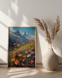 Swiss Alps Art Print, Matterhorn Mountain Decor - Spring Meadow Poster