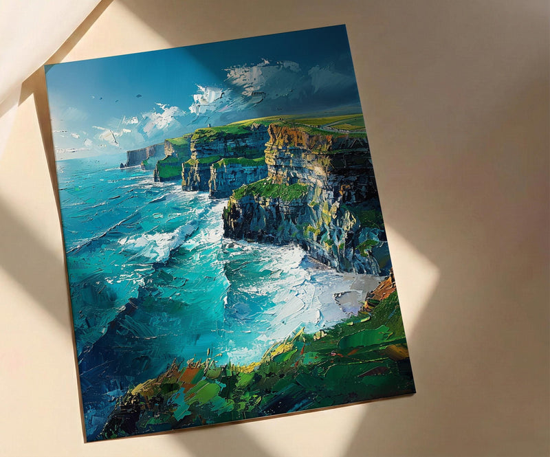 Cliffs Of Moher Art Print, Ireland Coastal Decor - Dramatic Ocean Poster