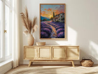 Provence Lavender Field Poster, French Country Decor - Floral Landscape Art