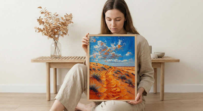 Sahara Desert Poster, Golden Sand Dune Decor - Majestic Landscape Art