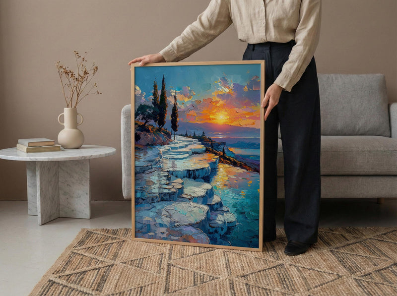 Pamukkale Art Print, Turkey Travel Decor - Thermal Pools Landscape