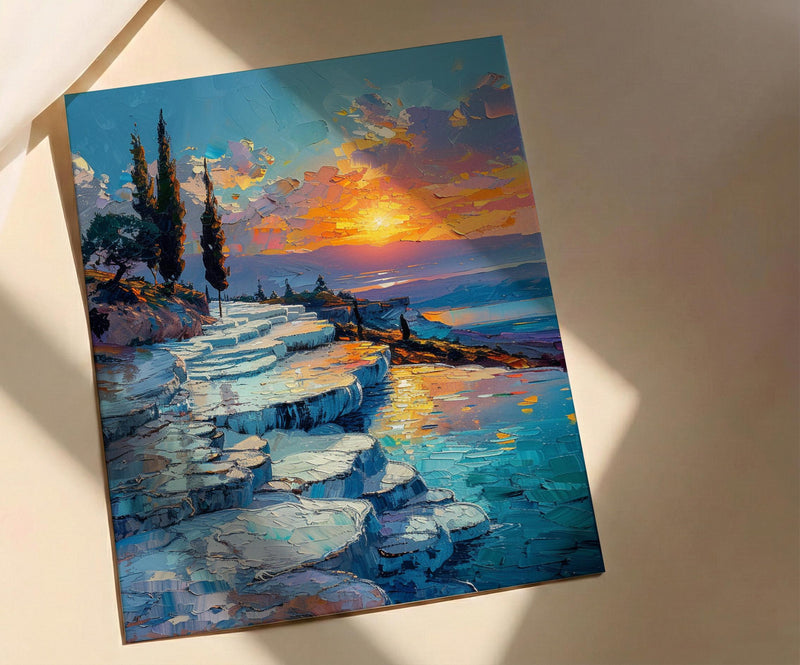 Pamukkale Art Print, Turkey Travel Decor - Thermal Pools Landscape