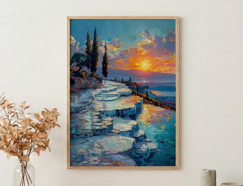 Pamukkale Art Print, Turkey Travel Decor - Thermal Pools Landscape