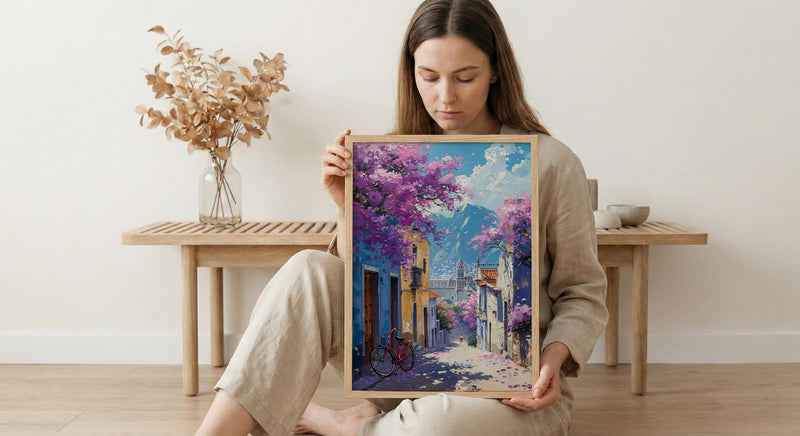 Mexico City Art Print, Purple Spring Decor - Jacaranda Landscape