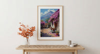 Antigua Art Print, Guatemala Spring Wall Decor - Bougainvillea Volcano