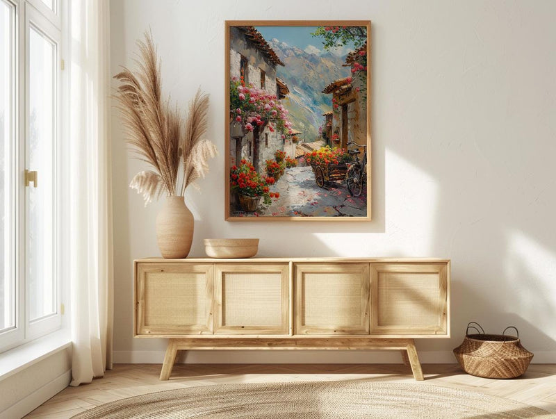 Cusco Andean Wall Art, Inca Stone Decor - Spring Floral Landscape
