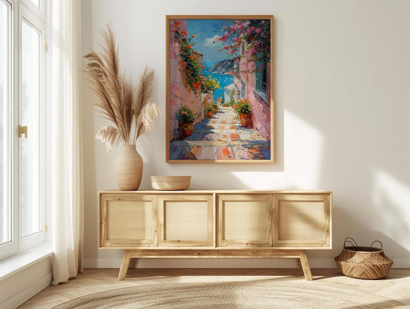 Valparaiso Wall Art, Chile Spring Decor - Colorful Staircase Print