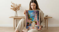 Valparaiso Wall Art, Chile Spring Decor - Colorful Staircase Print