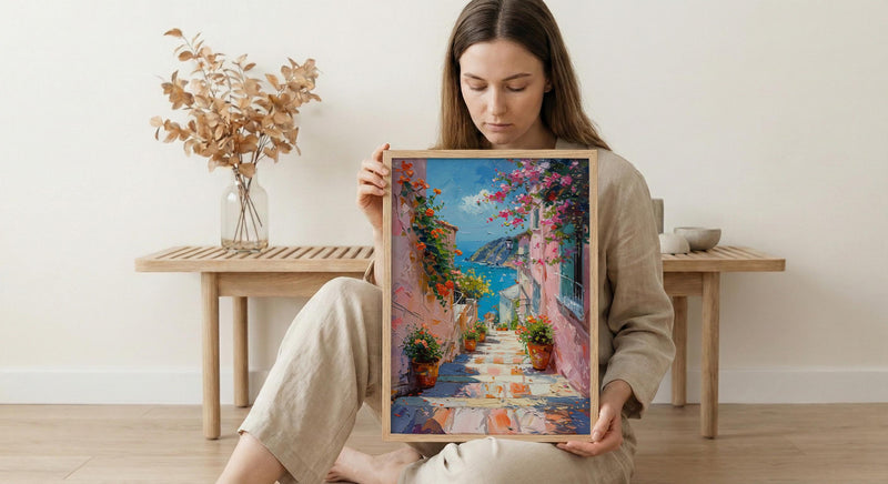 Valparaiso Wall Art, Chile Spring Decor - Colorful Staircase Print