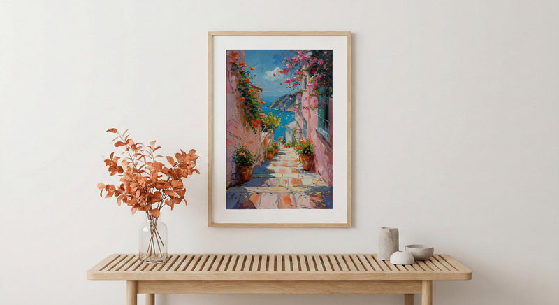 Valparaiso Wall Art, Chile Spring Decor - Colorful Staircase Print