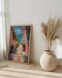 Valparaiso Wall Art, Chile Spring Decor - Colorful Staircase Print