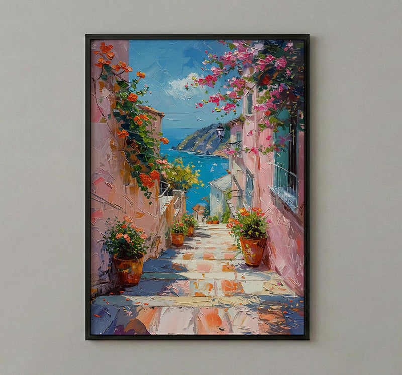 Valparaiso Wall Art, Chile Spring Decor - Colorful Staircase Print