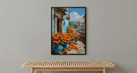 Oaxaca Market Poster, Orange Marigold Wall Decor - Floral Street Art