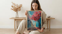 San Juan Art Print, Flamboyant Tree Decor - Blue Cobblestone Art
