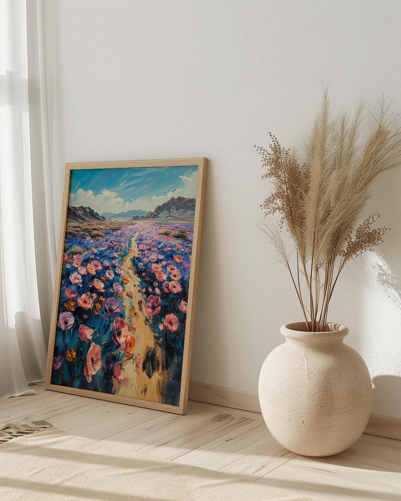 Atacama Desert Wall Art, Spring Bloom Decor - Pink Floral Print