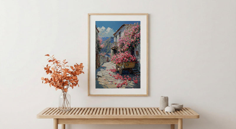 Taif Wall Art, Pink Rose Decor - Saudi Arabia Spring Print