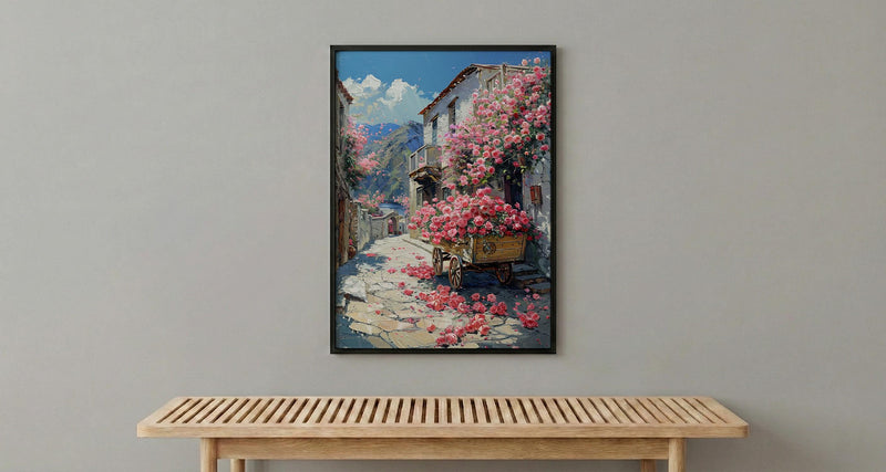 Taif Wall Art, Pink Rose Decor - Saudi Arabia Spring Print