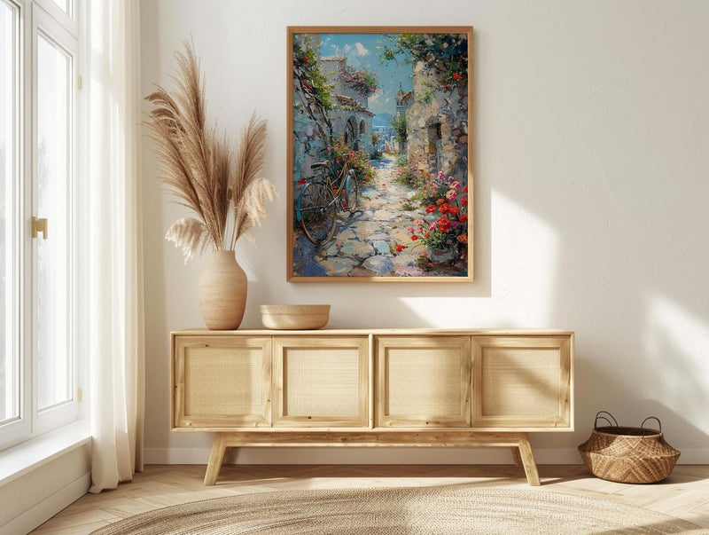 Amman Citadel Art Print, Red Anemone Decor - Ancient Ruins