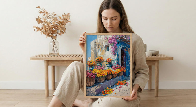 Doha Souq Wall Art, Qatar Spring Decor - Floral Market Print