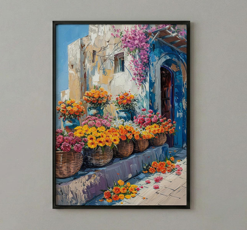 Doha Souq Wall Art, Qatar Spring Decor - Floral Market Print
