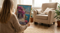 Byblos Coastal Poster, Ancient Harbor Decor - Purple Floral Art