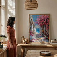 Alexandria Wall Art, Coastal Spring Decor - Pink Bougainvillea