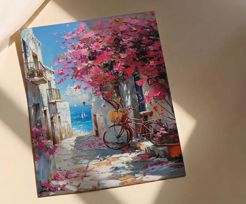 Alexandria Wall Art, Coastal Spring Decor - Pink Bougainvillea