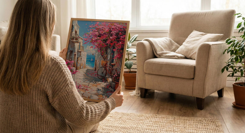 Alexandria Wall Art, Coastal Spring Decor - Pink Bougainvillea