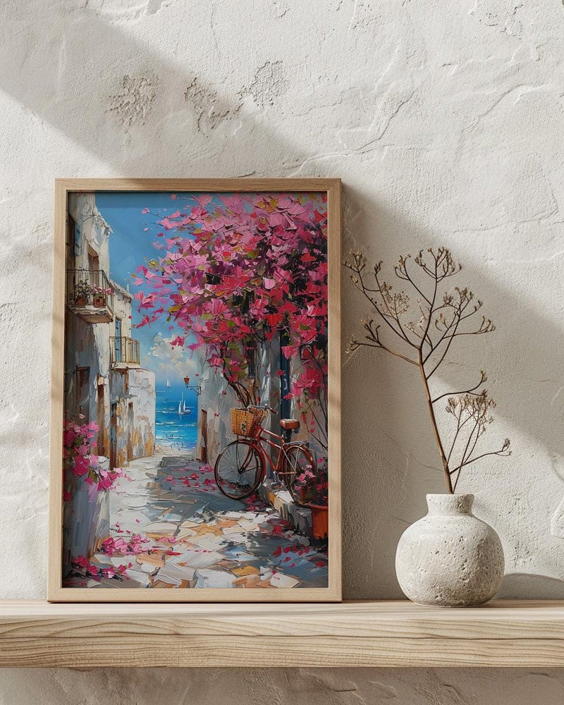 Alexandria Wall Art, Coastal Spring Decor - Pink Bougainvillea