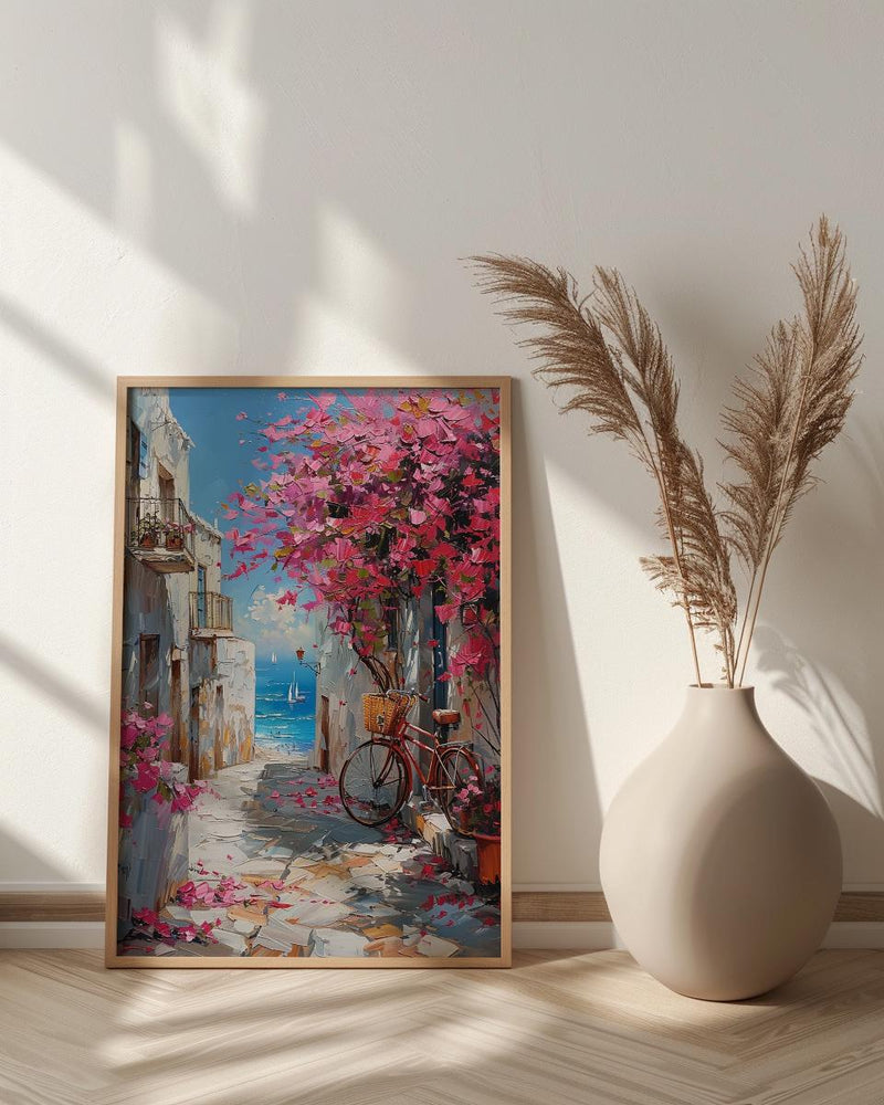 Alexandria Wall Art, Coastal Spring Decor - Pink Bougainvillea