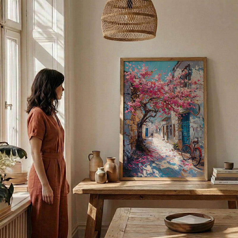 Jerusalem Spring Poster, Almond Blossom Wall Decor - Historic Alley Art