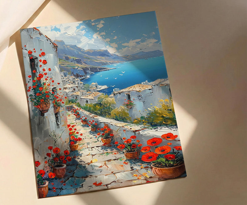 Mardin Stone Alley Art Print, Red Poppy - Mesopotamia Decor