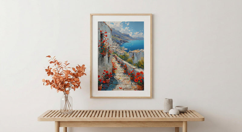Mardin Stone Alley Art Print, Red Poppy - Mesopotamia Decor