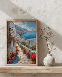 Mardin Stone Alley Art Print, Red Poppy - Mesopotamia Decor