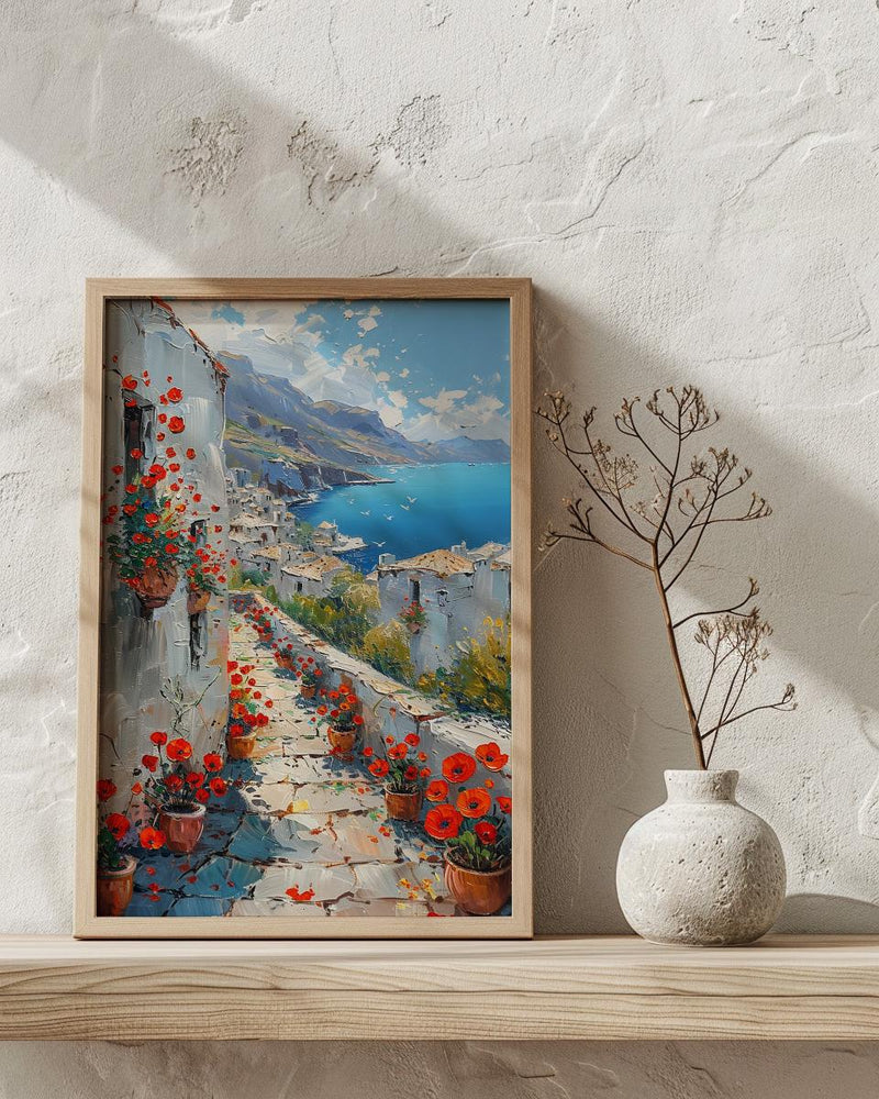 Mardin Stone Alley Art Print, Red Poppy - Mesopotamia Decor