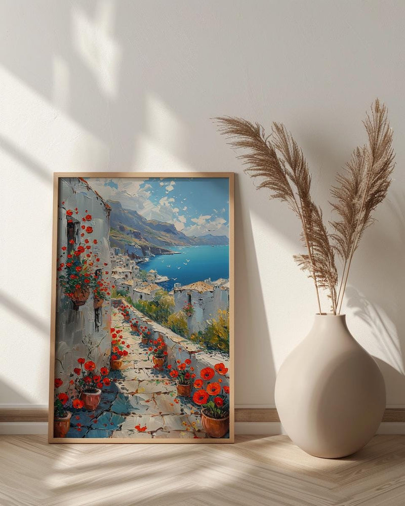 Mardin Stone Alley Art Print, Red Poppy - Mesopotamia Decor