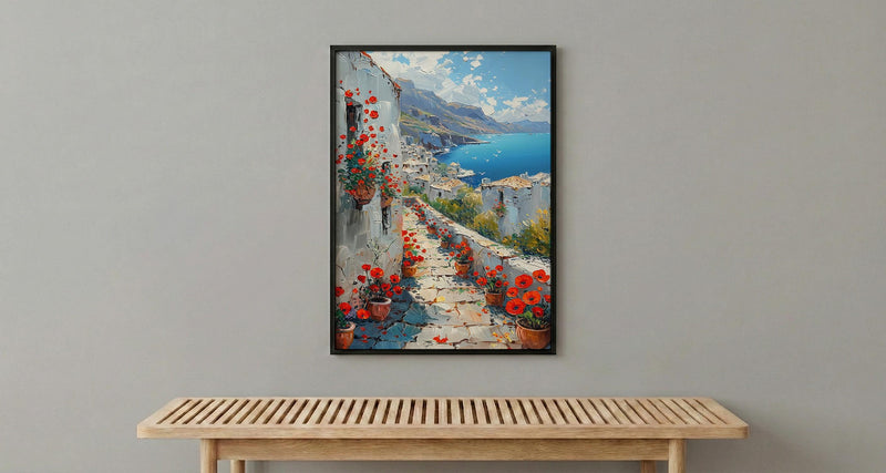 Mardin Stone Alley Art Print, Red Poppy - Mesopotamia Decor