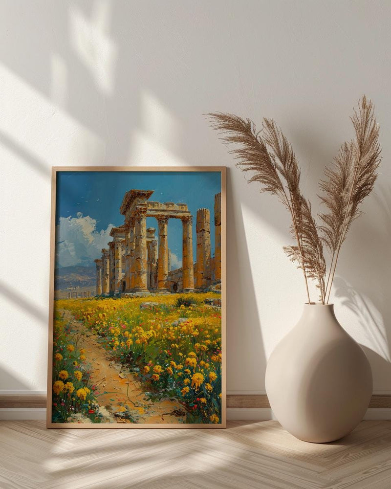 Jerash Wall Art, Ancient Ruins Wall Decor - Yellow Mustard Print
