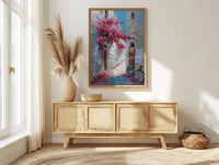 Bahrain Coastal Poster, Pink Bougainvillea - Carved Door Decor